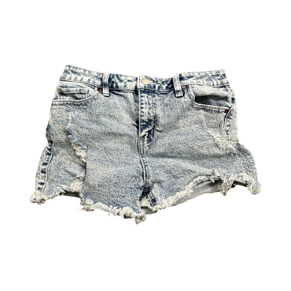 Acid-Washed Distressed Denim Micro Shorts - Girls